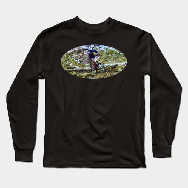 mtb downhill Long Sleeve T-Shirt by rickylabellevie